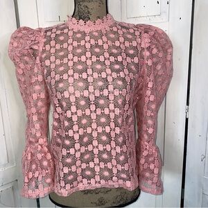 Romantic Pink Lace‎ Blouse for Women